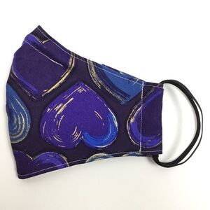 2/$15 - Heart Mask, Purple Blue Face Mask w/Hearts, Filti Filter